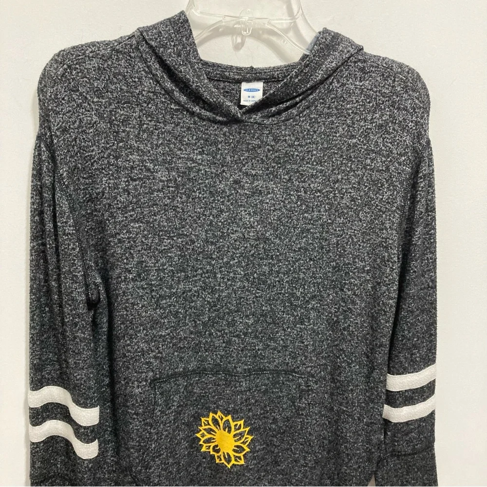 Old Navy Girl Sweater Hoodie Gray Striped